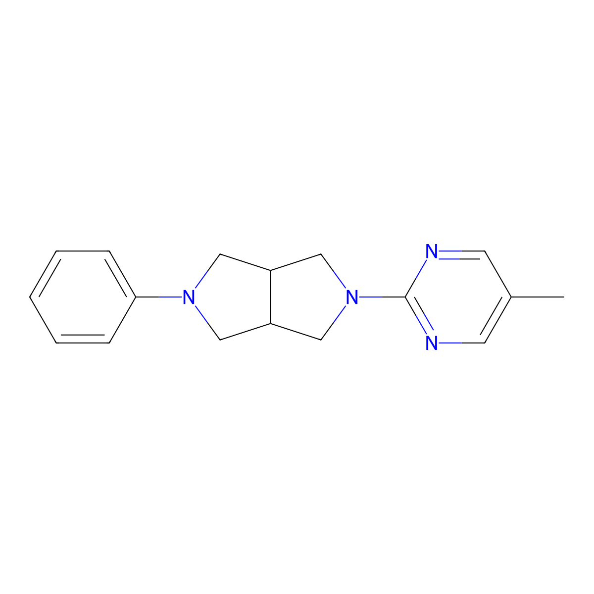 5-Methyl-2-{5-phenyl-octahydropyrrolo[3,4-c]pyrrol-2-yl}pyrimidine molecular structure, CAS 2415470-53-8