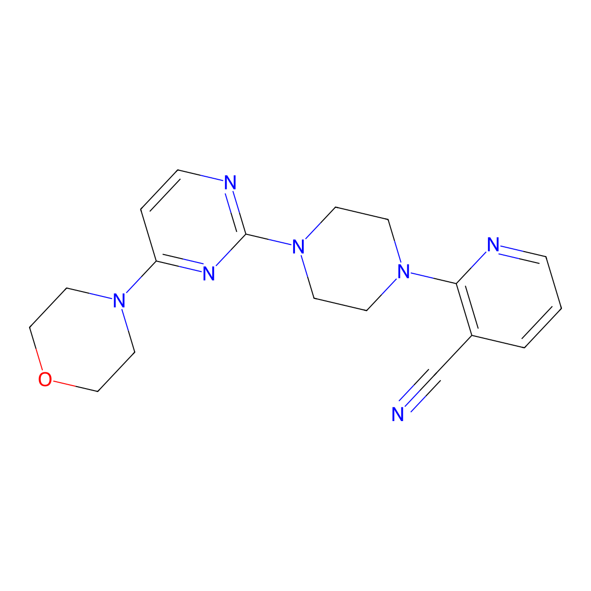 2-{4-[4-(Morpholin-4-yl)pyrimidin-2-yl]piperazin-1-yl}pyridine-3-carbonitrile molecular structure, CAS 2415470-57-2