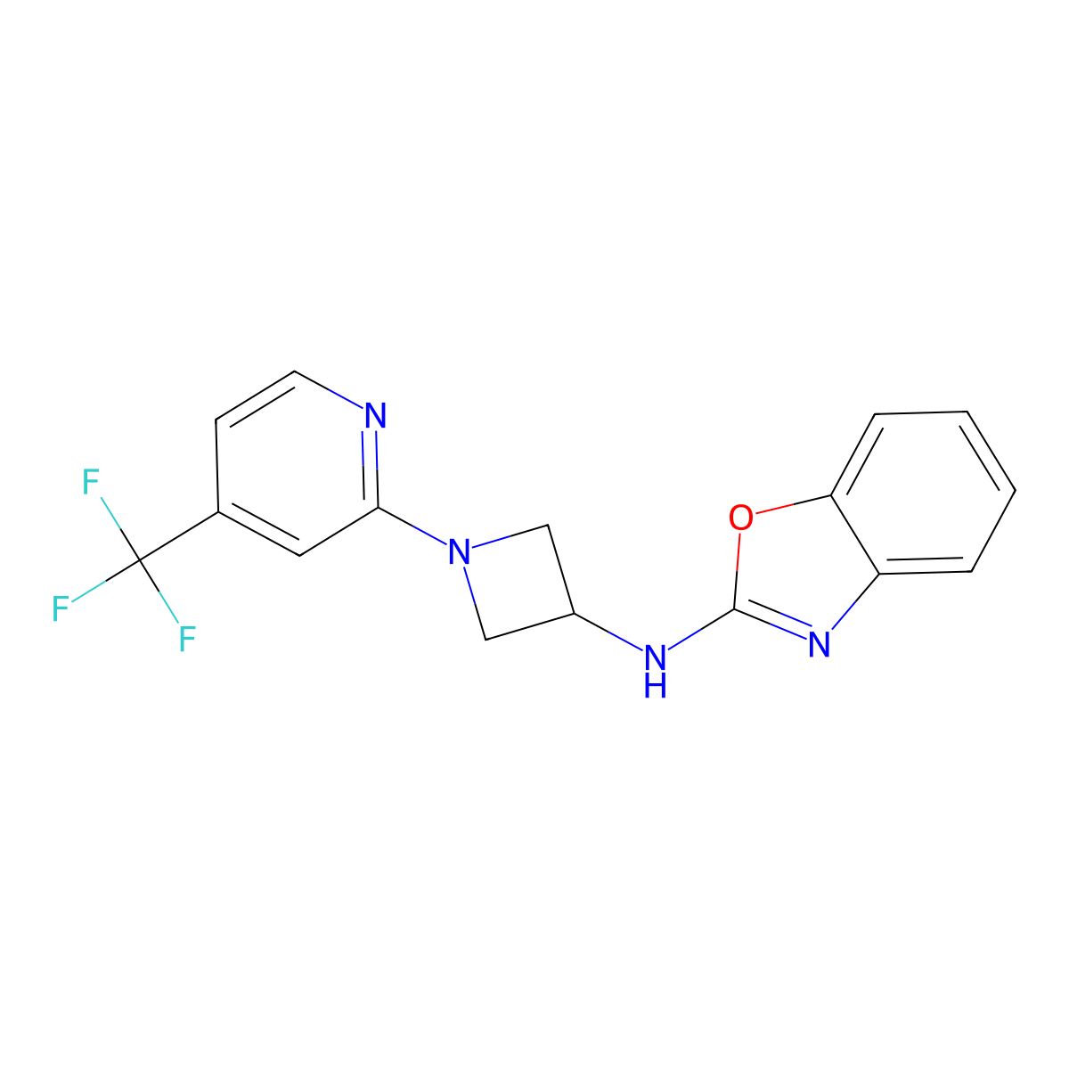 N-{1-[4-(trifluoromethyl)pyridin-2-yl]azetidin-3-yl}-1,3-benzoxazol-2-amine molecular structure, CAS 2415470-59-4