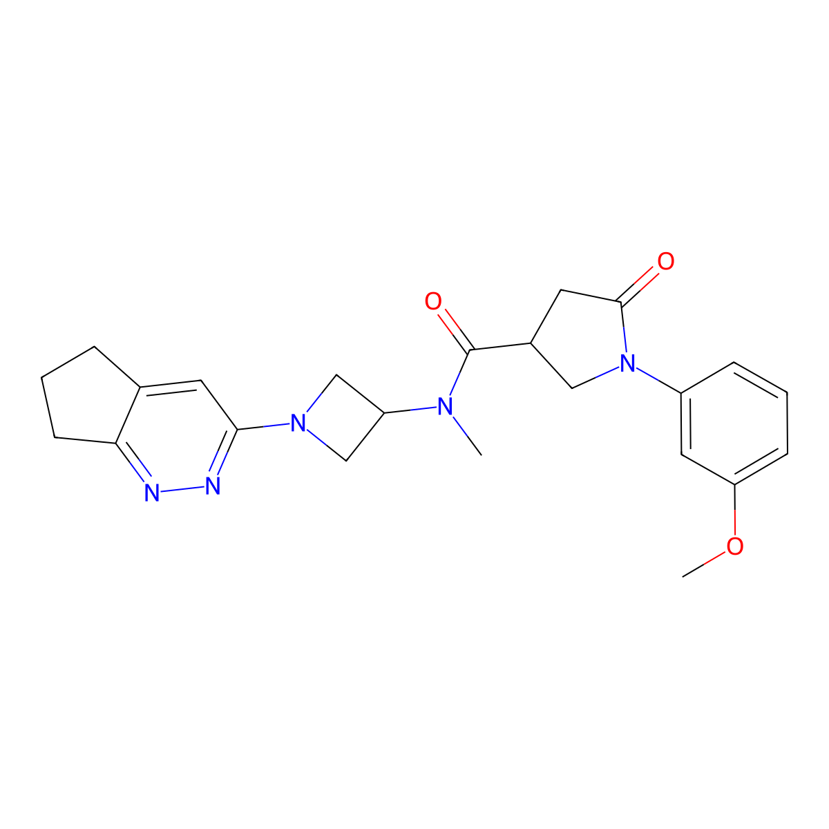 N-(1-{5H,6H,7H-cyclopenta[c]pyridazin-3-yl}azetidin-3-yl)-1-(3-methoxyphenyl)-N-methyl-5-oxopyrrolidine-3-carboxamide molecular structure, CAS 2415470-67-4