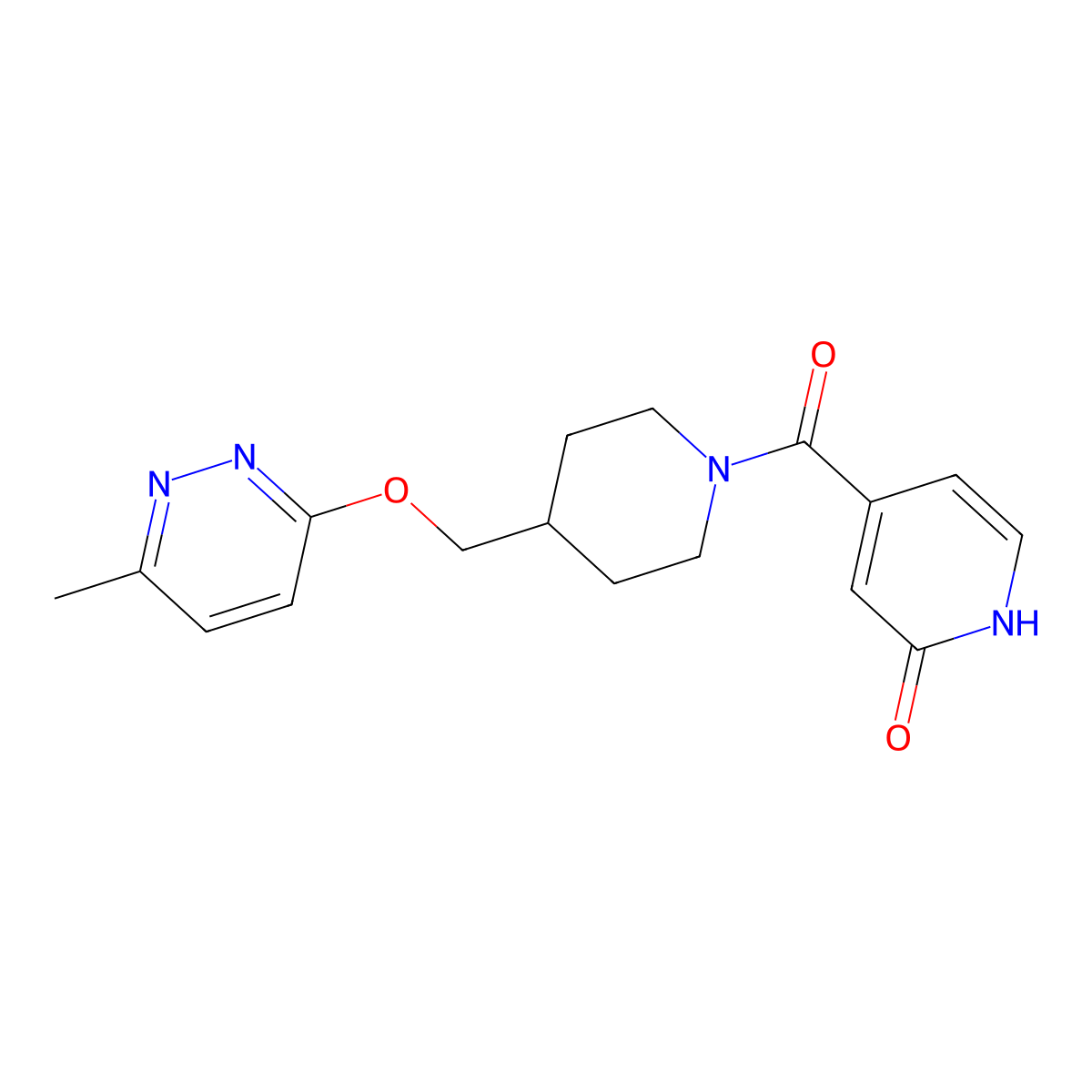 4-(4-{[(6-Methylpyridazin-3-yl)oxy]methyl}piperidine-1-carbonyl)-1,2-dihydropyridin-2-one molecular structure, CAS 2415470-73-2