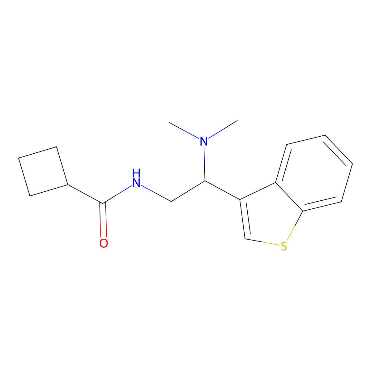 N-[2-(1-benzothiophen-3-yl)-2-(dimethylamino)ethyl]cyclobutanecarboxamide molecular structure, CAS 2415470-76-5