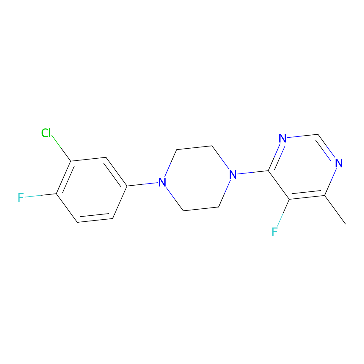 4-[4-(3-Chloro-4-fluorophenyl)piperazin-1-yl]-5-fluoro-6-methylpyrimidine molecular structure, CAS 2415470-82-3