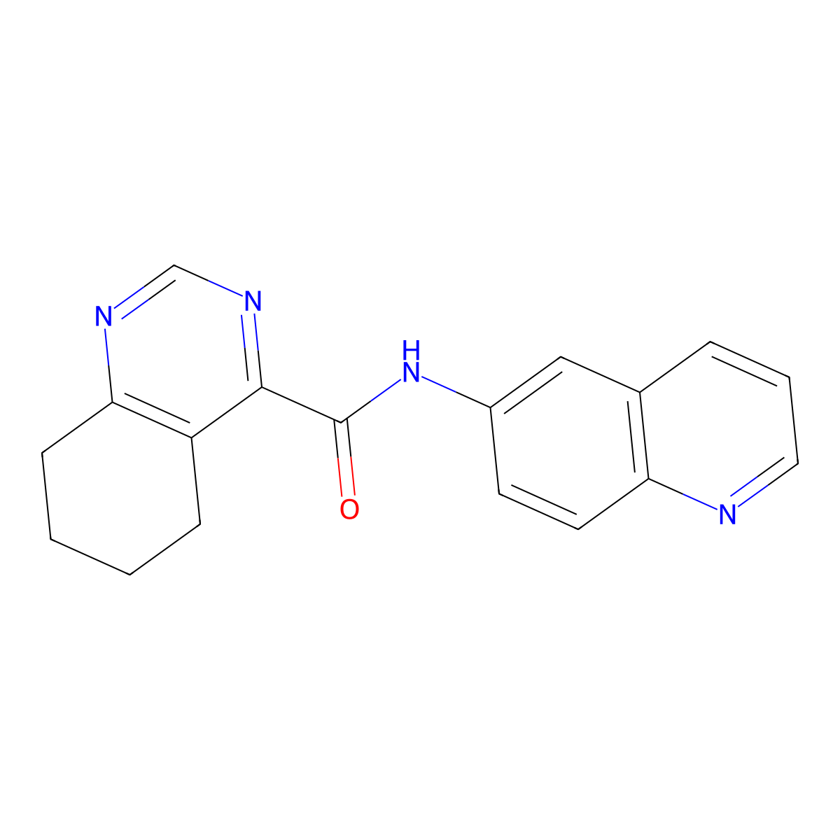 N-(quinolin-6-yl)-5,6,7,8-tetrahydroquinazoline-4-carboxamide molecular structure, CAS 2415470-83-4