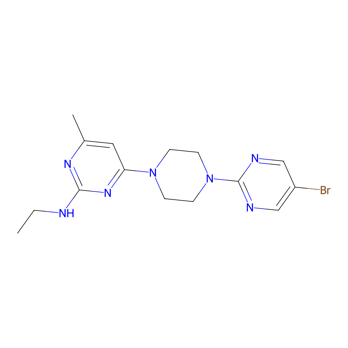 4-[4-(5-Bromopyrimidin-2-yl)piperazin-1-yl]-N-ethyl-6-methylpyrimidin-2-amine molecular structure, CAS 2415470-84-5