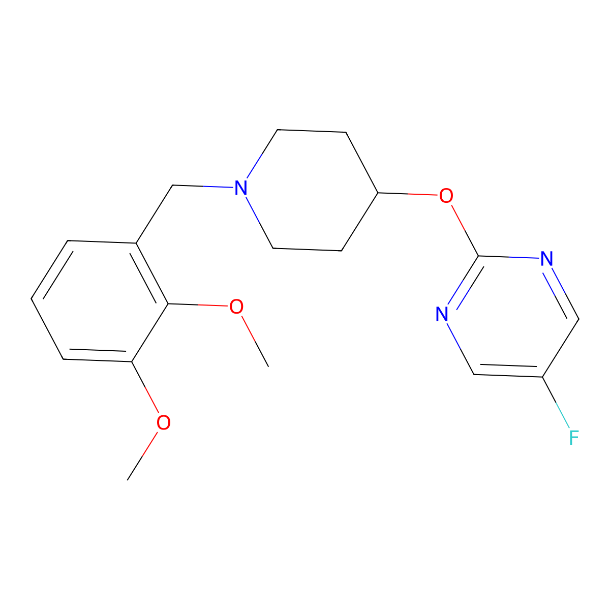2-({1-[(2,3-Dimethoxyphenyl)methyl]piperidin-4-yl}oxy)-5-fluoropyrimidine molecular structure, CAS 2415470-87-8