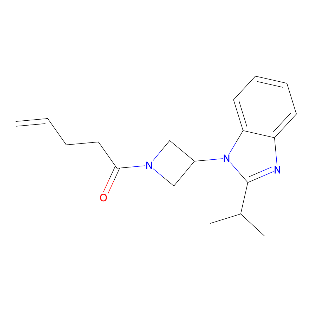 1-{3-[2-(propan-2-yl)-1H-1,3-benzodiazol-1-yl]azetidin-1-yl}pent-4-en-1-one molecular structure, CAS 2415470-94-7