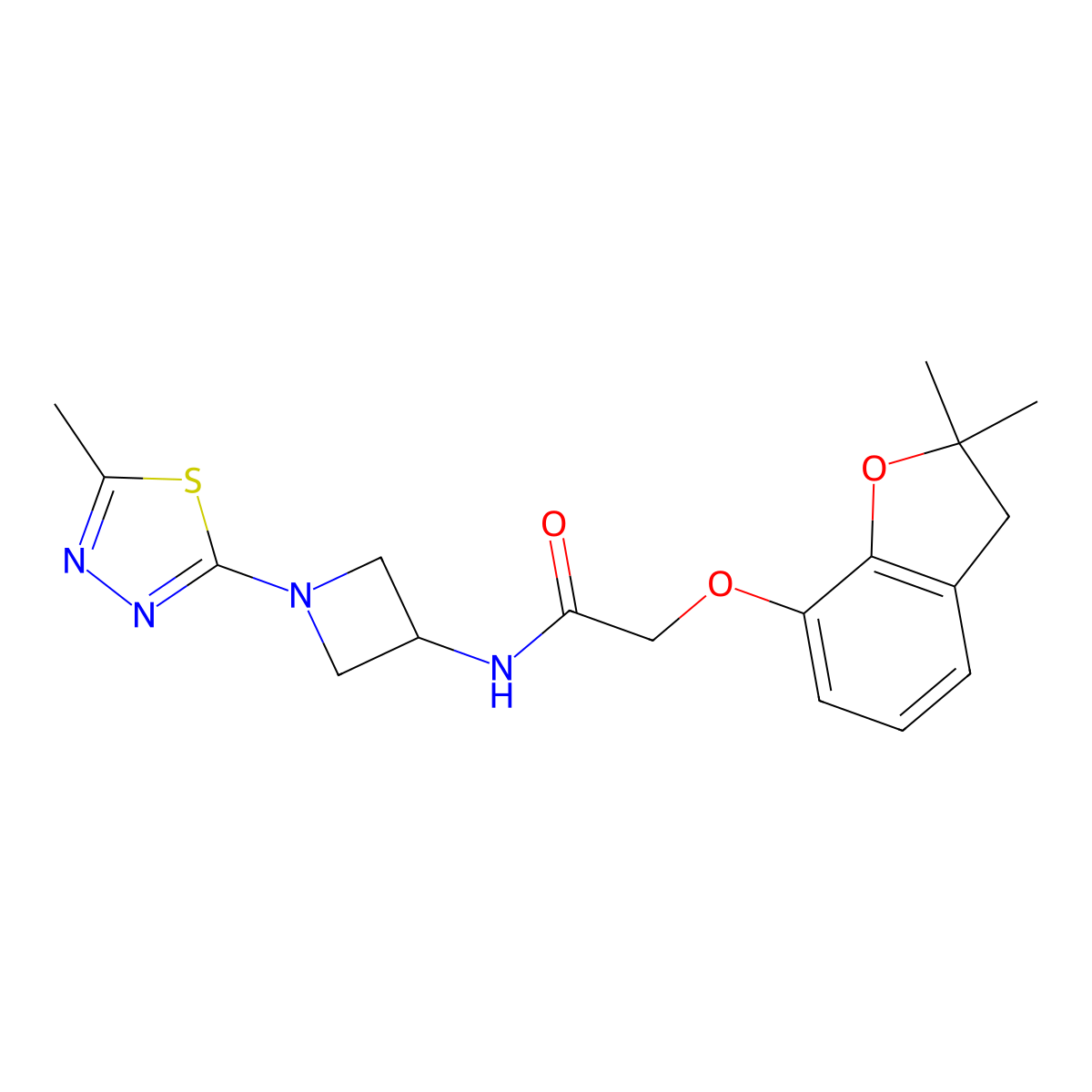 2-[(2,2-dimethyl-2,3-dihydro-1-benzofuran-7-yl)oxy]-N-[1-(5-methyl-1,3,4-thiadiazol-2-yl)azetidin-3-yl]acetamide molecular structure, CAS 2415470-95-8