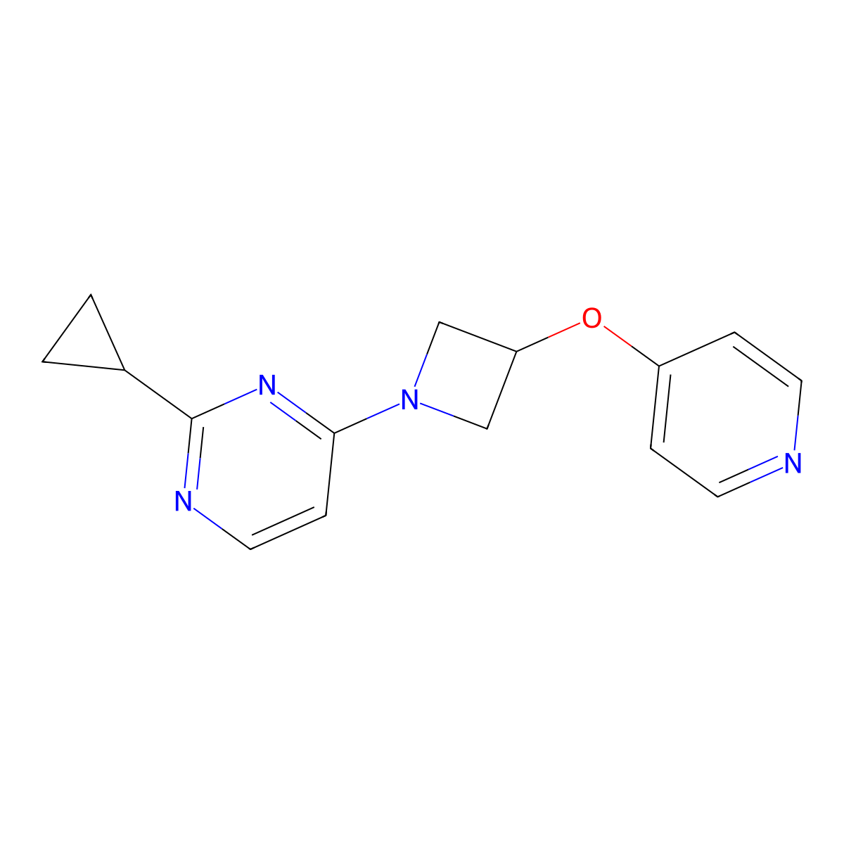 2-Cyclopropyl-4-[3-(pyridin-4-yloxy)azetidin-1-yl]pyrimidine molecular structure, CAS 2415470-97-0