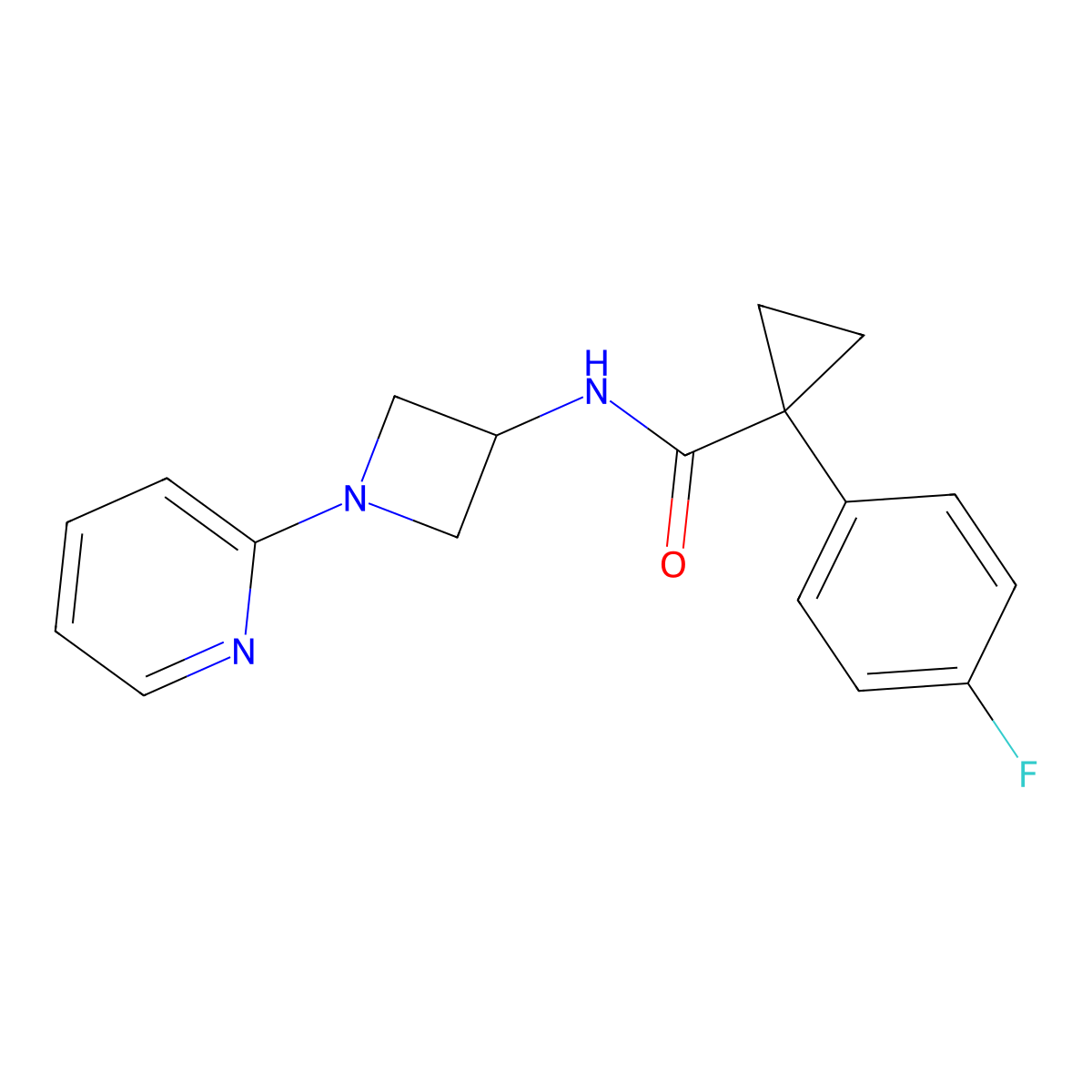 1-(4-fluorophenyl)-N-[1-(pyridin-2-yl)azetidin-3-yl]cyclopropane-1-carboxamide molecular structure, CAS 2415471-00-8