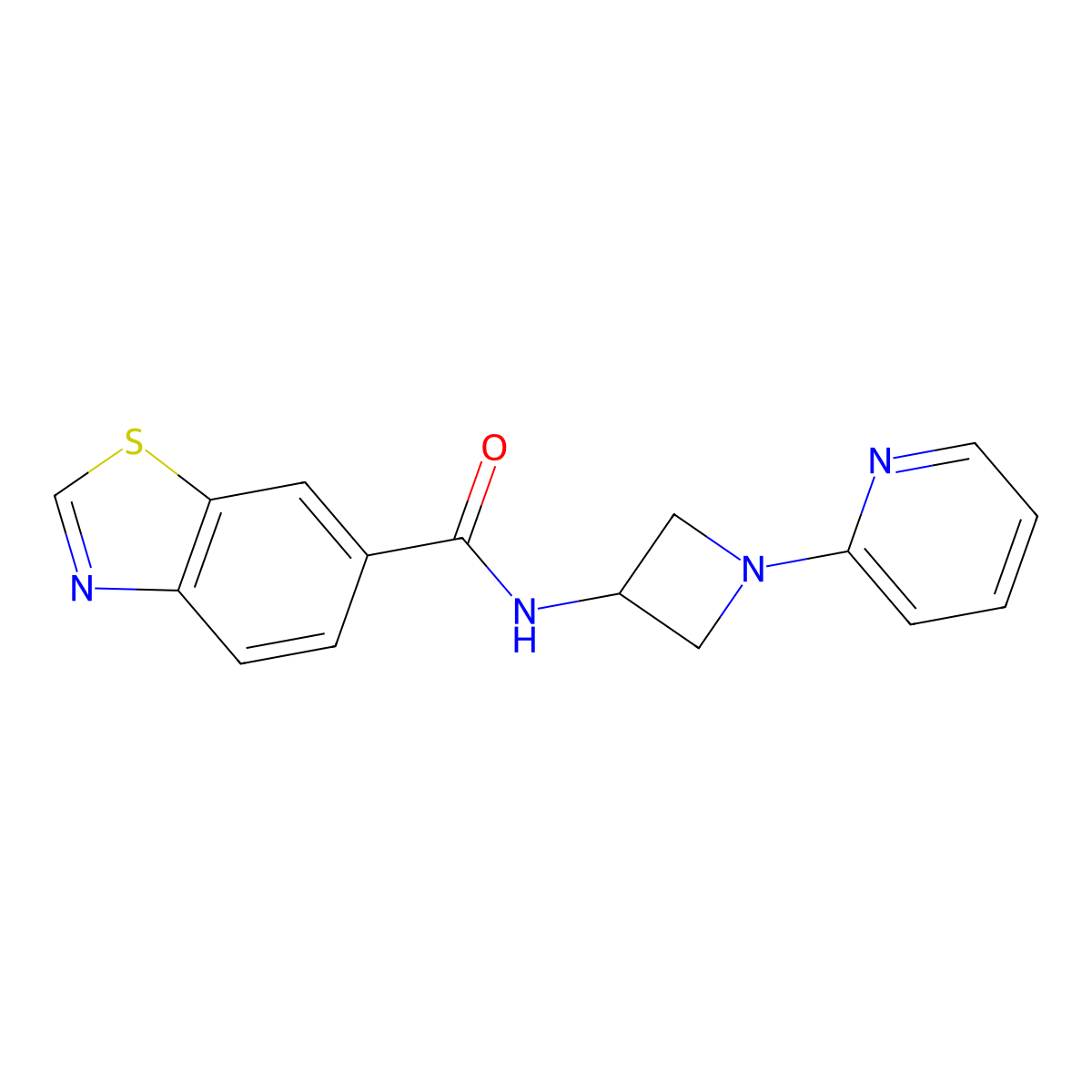 N-[1-(pyridin-2-yl)azetidin-3-yl]-1,3-benzothiazole-6-carboxamide molecular structure, CAS 2415471-07-5