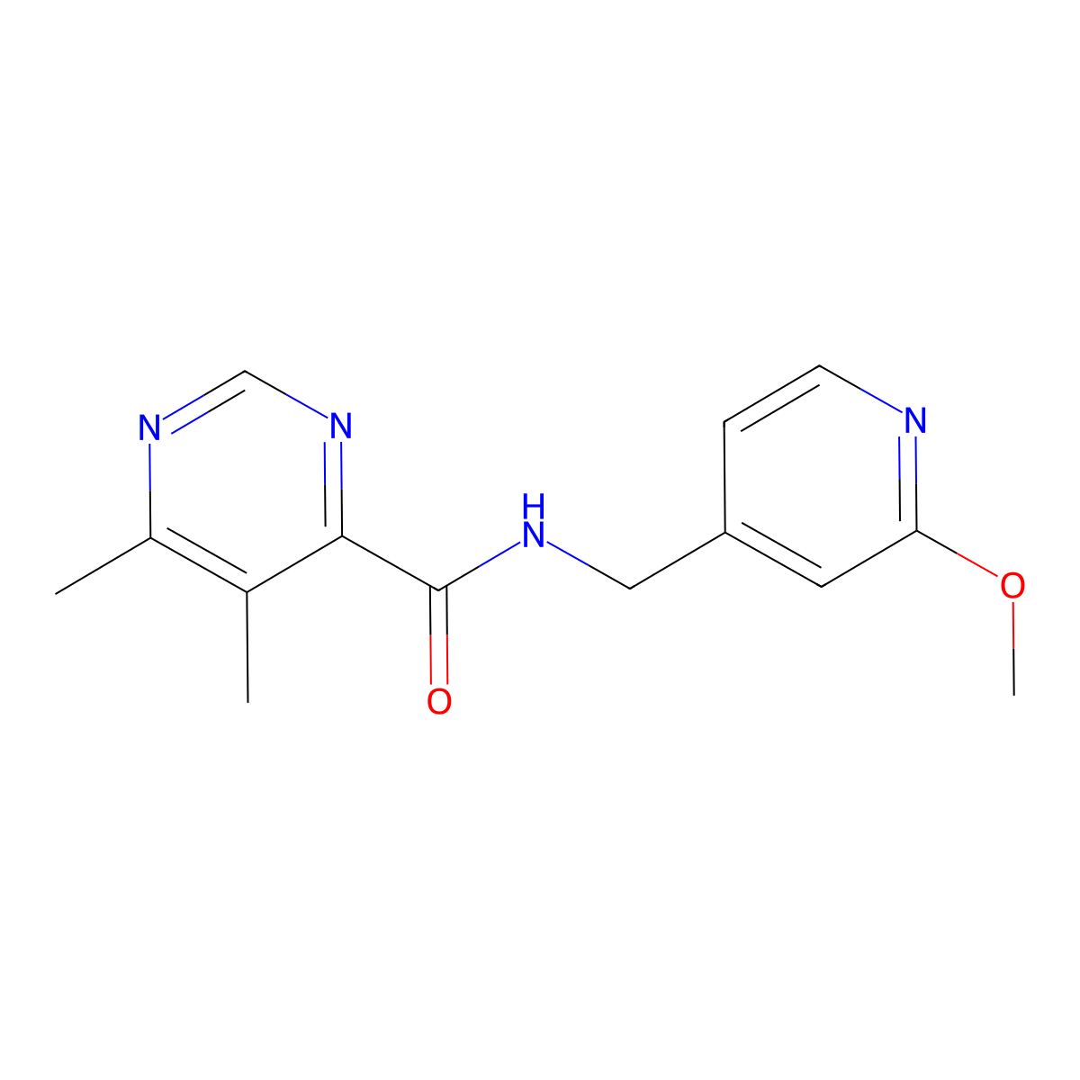 N-[(2-Methoxypyridin-4-yl)methyl]-5,6-dimethylpyrimidine-4-carboxamide molecular structure, CAS 2415471-12-2