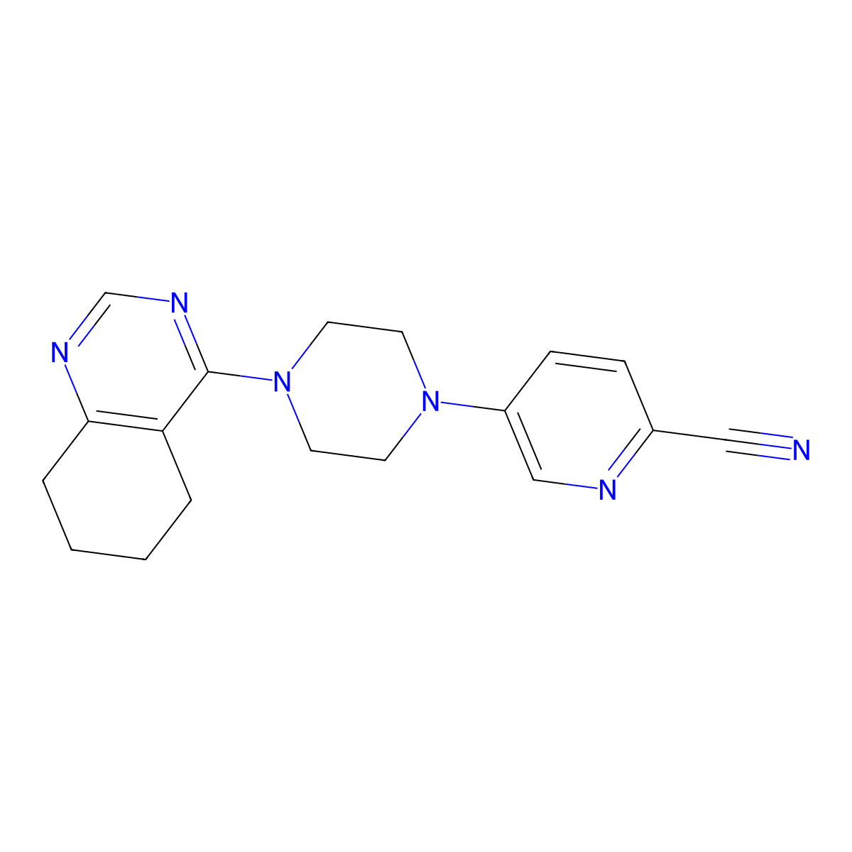 5-[4-(5,6,7,8-Tetrahydroquinazolin-4-yl)piperazin-1-yl]pyridine-2-carbonitrile molecular structure, CAS 2415471-13-3