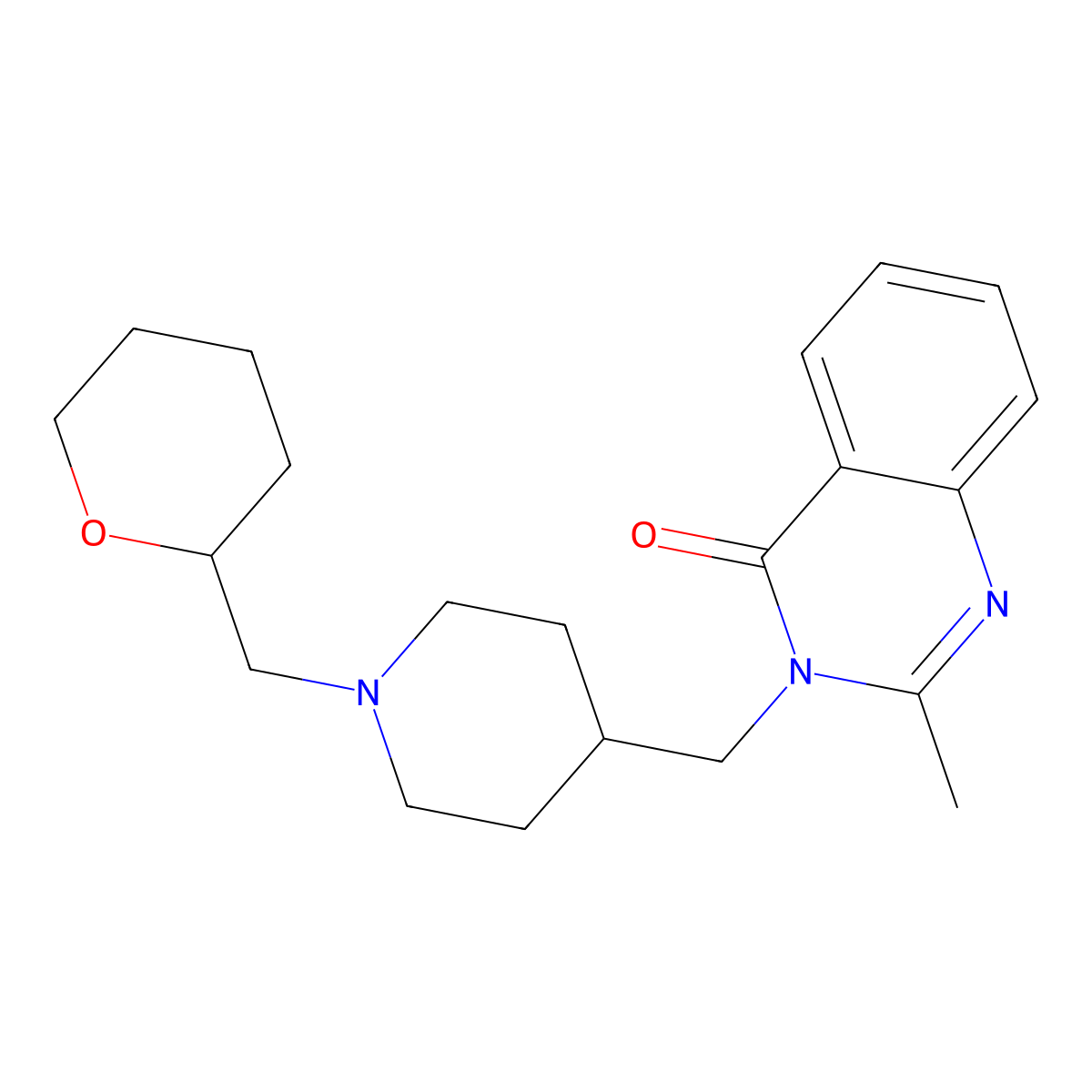 2-Methyl-3-({1-[(oxan-2-yl)methyl]piperidin-4-yl}methyl)-3,4-dihydroquinazolin-4-one molecular structure, CAS 2415471-18-8