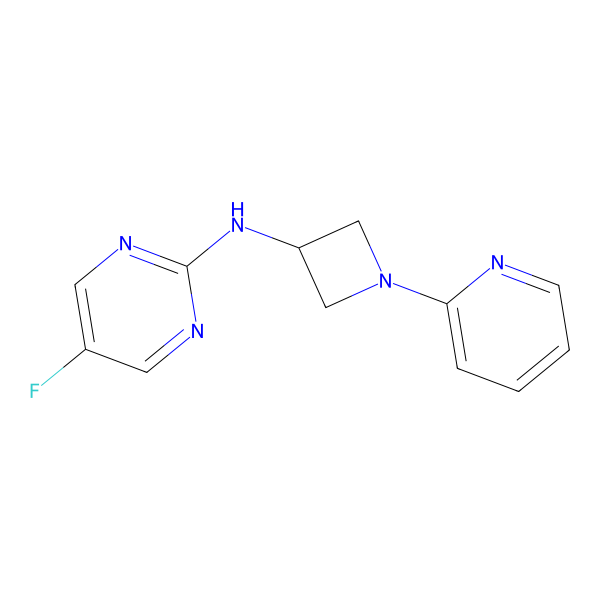 5-fluoro-N-[1-(pyridin-2-yl)azetidin-3-yl]pyrimidin-2-amine molecular structure, CAS 2415471-19-9