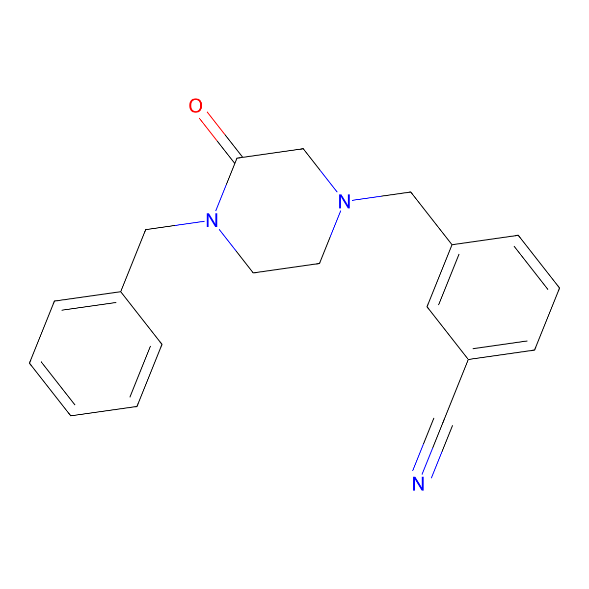 3-[(4-Benzyl-3-oxopiperazin-1-yl)methyl]benzonitrile molecular structure, CAS 2415471-23-5