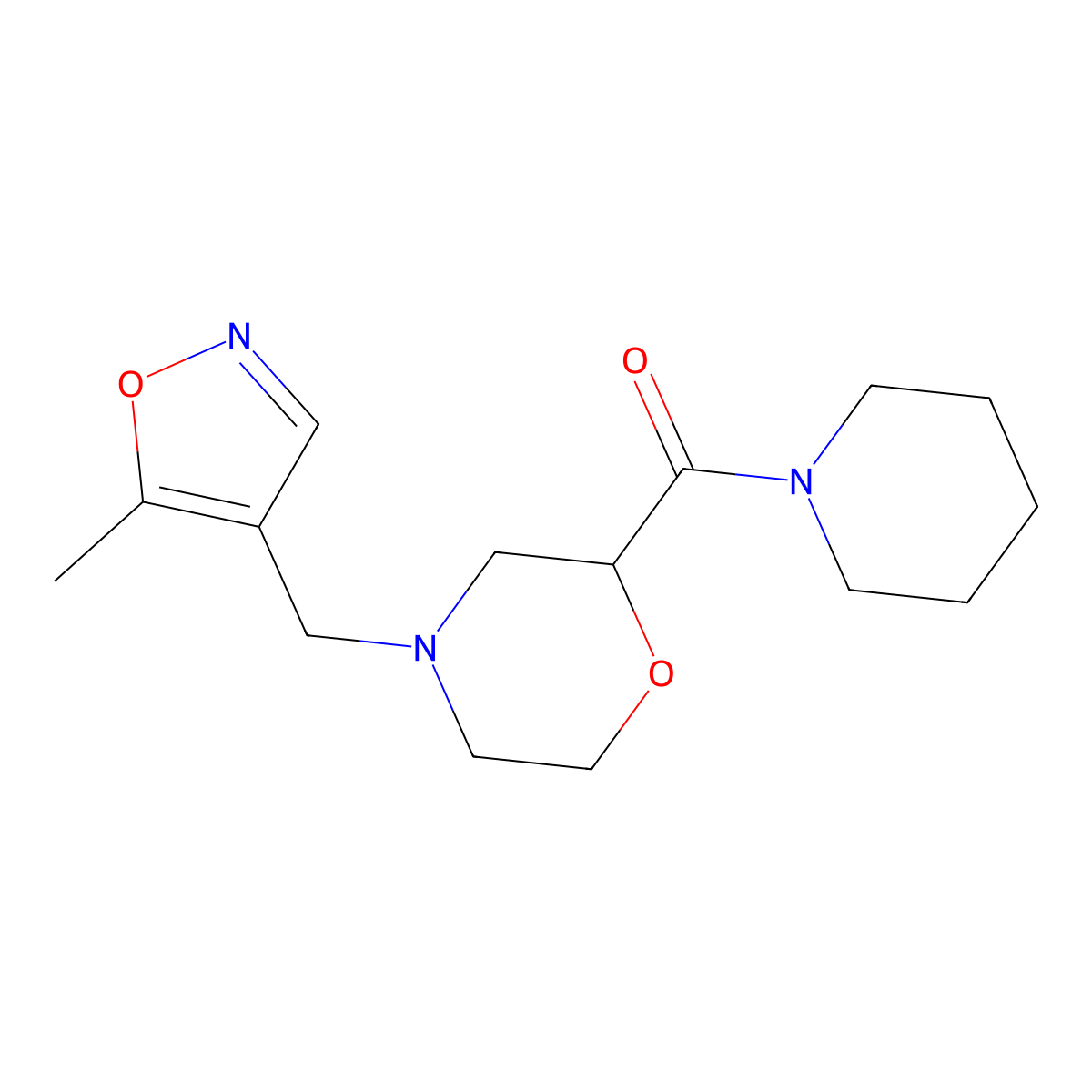 4-[(5-Methyl-1,2-oxazol-4-yl)methyl]-2-(piperidine-1-carbonyl)morpholine molecular structure, CAS 2415471-26-8
