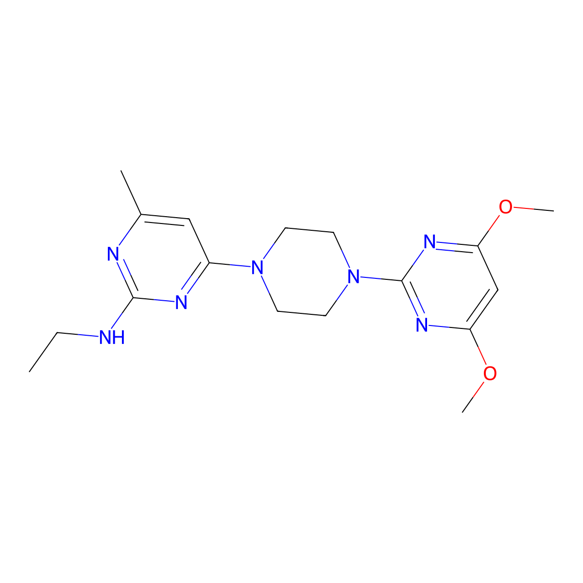 4-[4-(4,6-dimethoxypyrimidin-2-yl)piperazin-1-yl]-N-ethyl-6-methylpyrimidin-2-amine molecular structure, CAS 2415471-29-1
