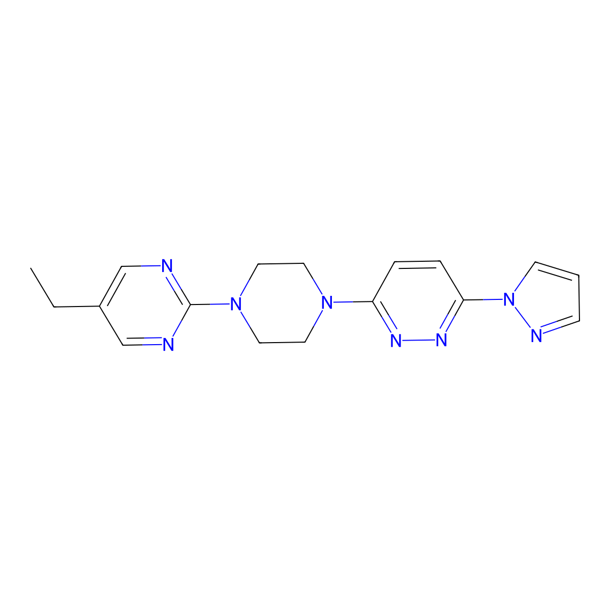 3-[4-(5-ethylpyrimidin-2-yl)piperazin-1-yl]-6-(1H-pyrazol-1-yl)pyridazine molecular structure, CAS 2415471-30-4