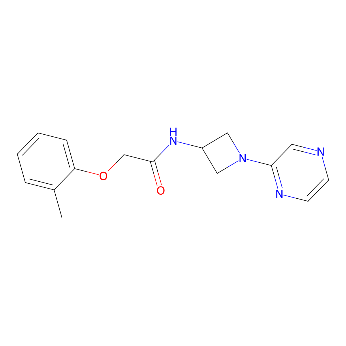 2-(2-methylphenoxy)-N-[1-(pyrazin-2-yl)azetidin-3-yl]acetamide molecular structure, CAS 2415471-34-8