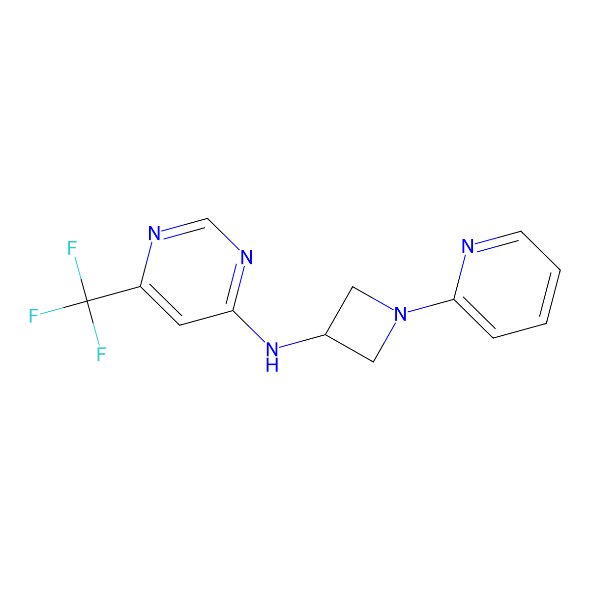 N-[1-(pyridin-2-yl)azetidin-3-yl]-6-(trifluoromethyl)pyrimidin-4-amine molecular structure, CAS 2415471-43-9