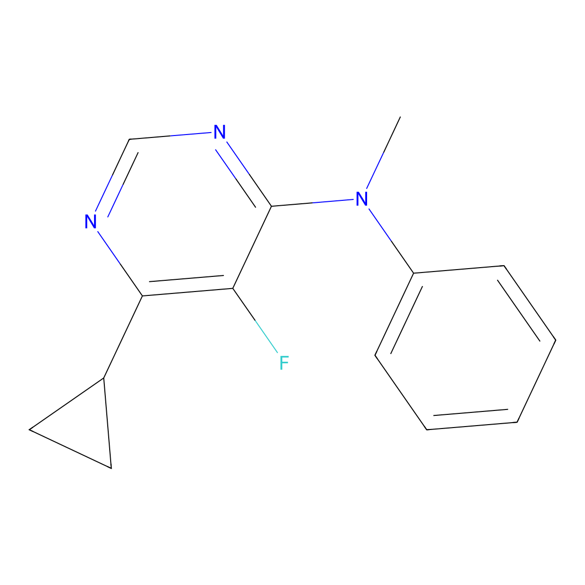 6-Cyclopropyl-5-fluoro-N-methyl-N-phenylpyrimidin-4-amine molecular structure, CAS 2415471-45-1