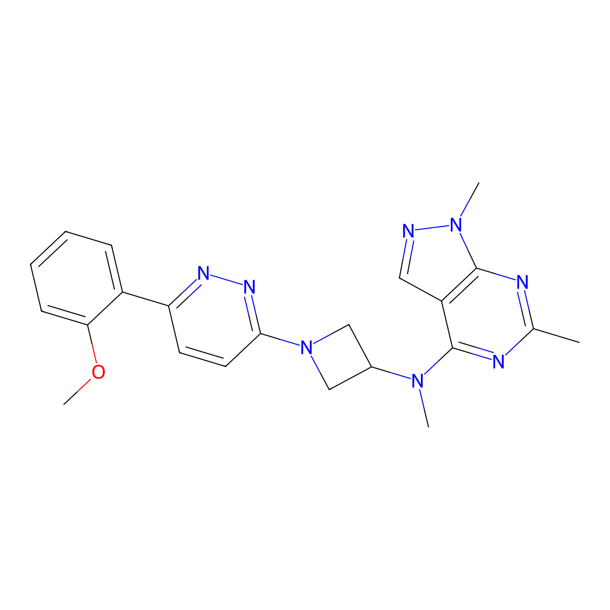 N-{1,6-dimethyl-1H-pyrazolo[3,4-d]pyrimidin-4-yl}-1-[6-(2-methoxyphenyl)pyridazin-3-yl]-N-methylazetidin-3-amine molecular structure, CAS 2415471-46-2