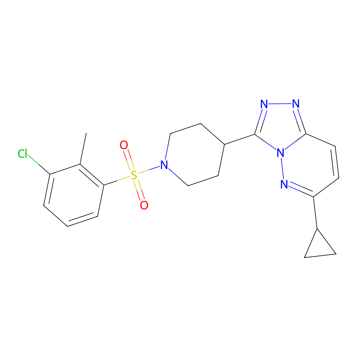 1-(3-Chloro-2-methylbenzenesulfonyl)-4-{6-cyclopropyl-[1,2,4]triazolo[4,3-b]pyridazin-3-yl}piperidine molecular structure, CAS 2415471-47-3