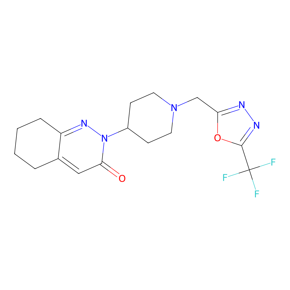 2-(1-{[5-(Trifluoromethyl)-1,3,4-oxadiazol-2-yl]methyl}piperidin-4-yl)-2,3,5,6,7,8-hexahydrocinnolin-3-one molecular structure, CAS 2415471-57-5