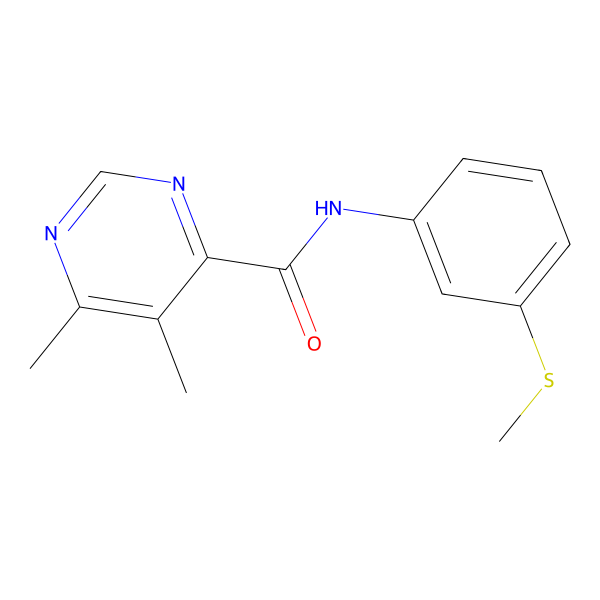 5,6-dimethyl-N-[3-(methylsulfanyl)phenyl]pyrimidine-4-carboxamide molecular structure, CAS 2415471-59-7