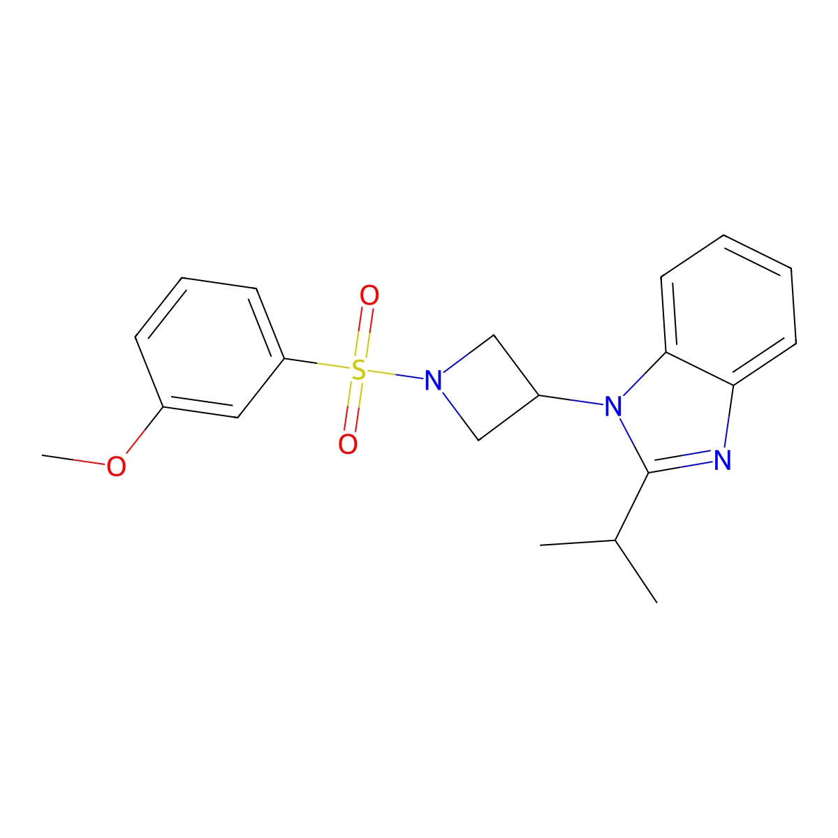 1-[1-(3-methoxybenzenesulfonyl)azetidin-3-yl]-2-(propan-2-yl)-1H-1,3-benzodiazole molecular structure, CAS 2415471-61-1
