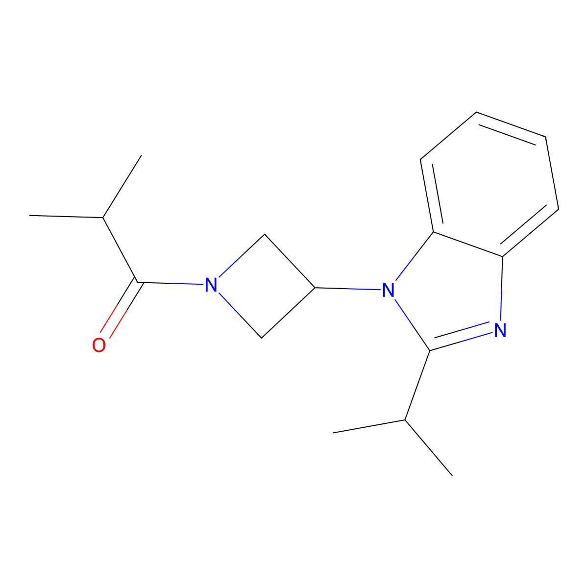 2-methyl-1-{3-[2-(propan-2-yl)-1H-1,3-benzodiazol-1-yl]azetidin-1-yl}propan-1-one molecular structure, CAS 2415471-67-7