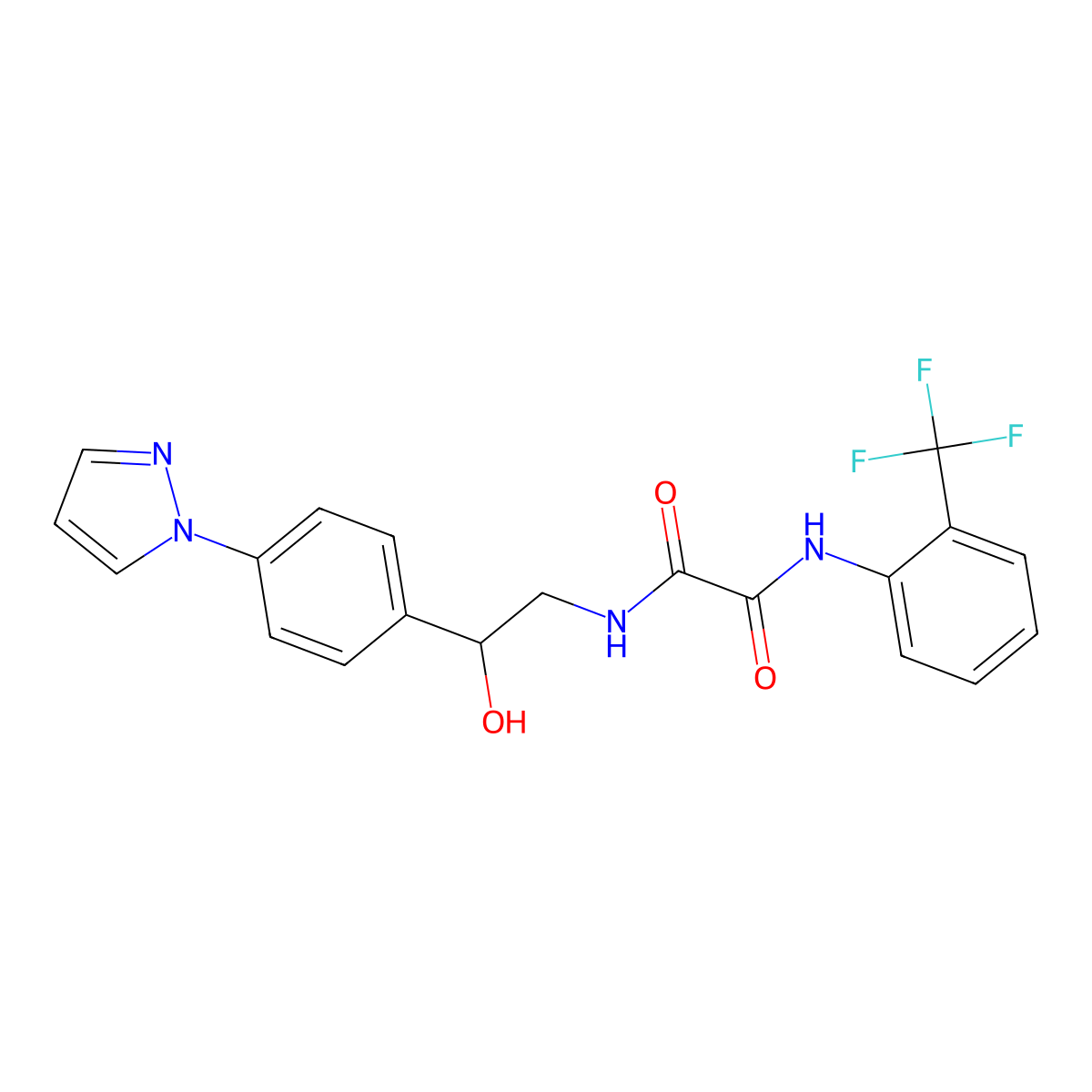 N'-{2-hydroxy-2-[4-(1H-pyrazol-1-yl)phenyl]ethyl}-N-[2-(trifluoromethyl)phenyl]ethanediamide molecular structure, CAS 2415471-70-2