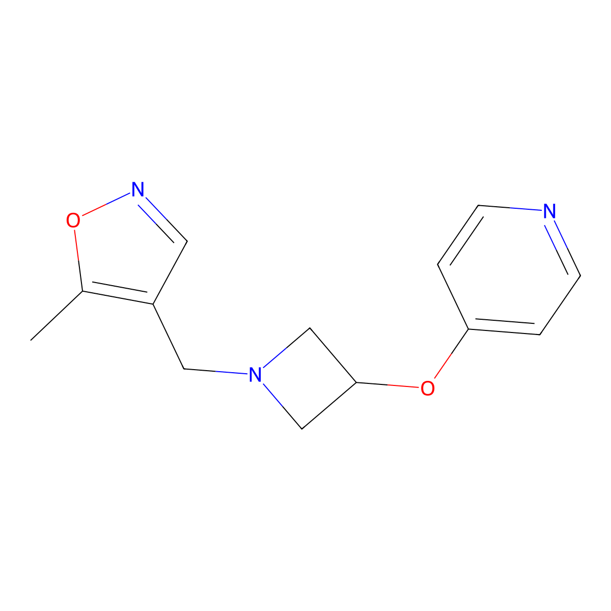 4-({1-[(5-Methyl-1,2-oxazol-4-yl)methyl]azetidin-3-yl}oxy)pyridine molecular structure, CAS 2415471-73-5