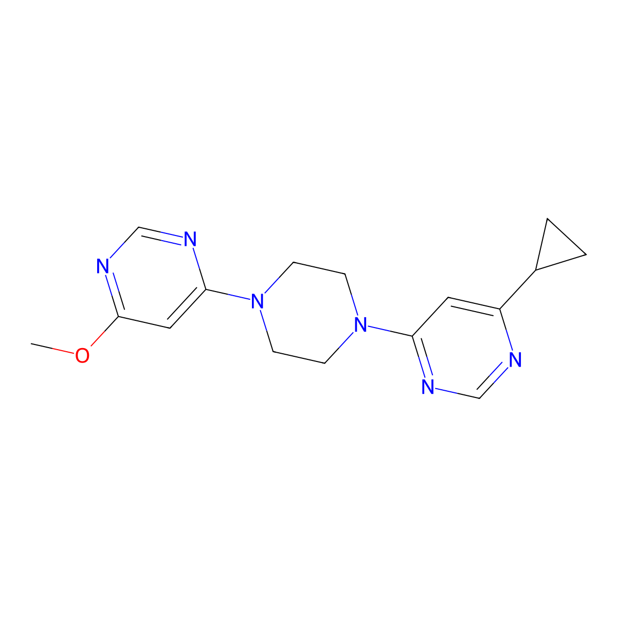 4-Cyclopropyl-6-[4-(6-methoxypyrimidin-4-yl)piperazin-1-yl]pyrimidine molecular structure, CAS 2415471-75-7
