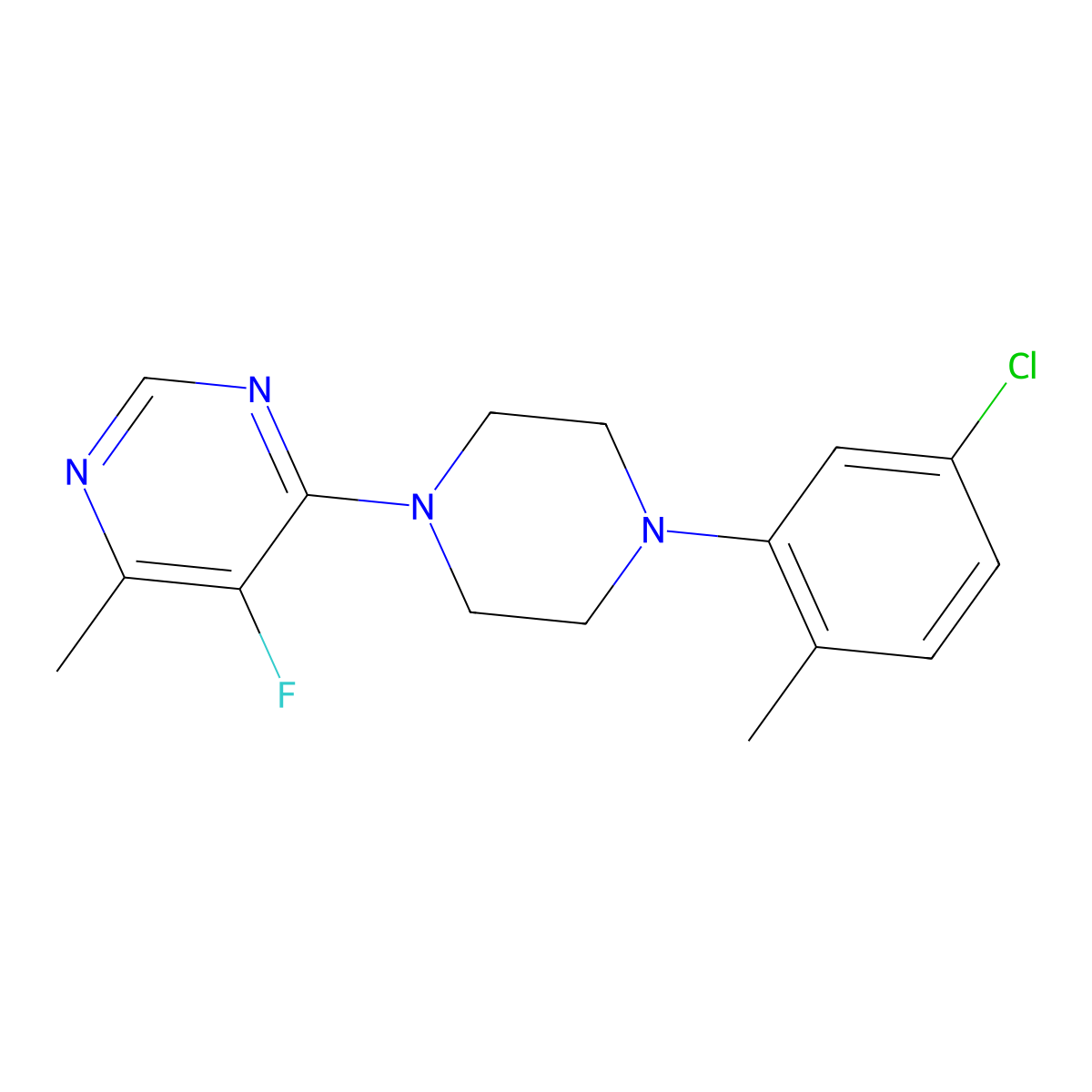 4-[4-(5-Chloro-2-methylphenyl)piperazin-1-yl]-5-fluoro-6-methylpyrimidine molecular structure, CAS 2415471-78-0