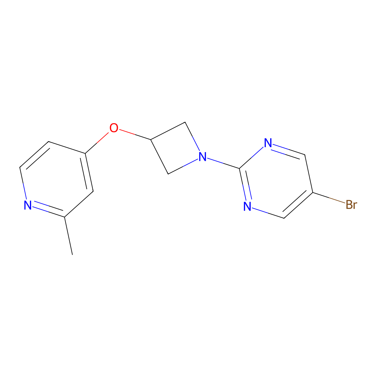 5-Bromo-2-{3-[(2-methylpyridin-4-yl)oxy]azetidin-1-yl}pyrimidine molecular structure, CAS 2415471-81-5