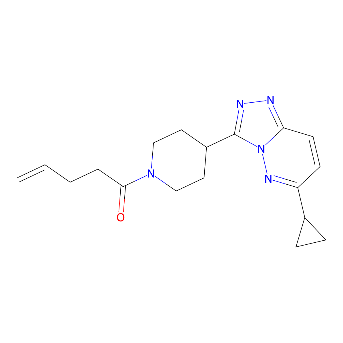 1-(4-{6-Cyclopropyl-[1,2,4]triazolo[4,3-b]pyridazin-3-yl}piperidin-1-yl)pent-4-en-1-one molecular structure, CAS 2415471-83-7
