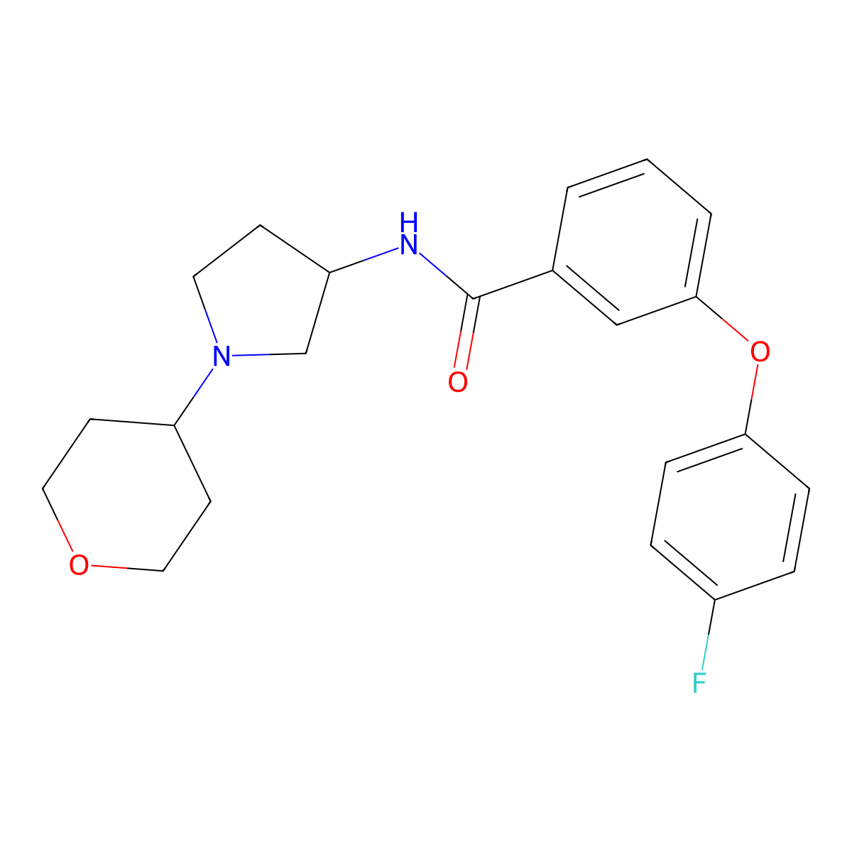 3-(4-Fluorophenoxy)-N-[1-(oxan-4-yl)pyrrolidin-3-yl]benzamide molecular structure, CAS 2415471-84-8