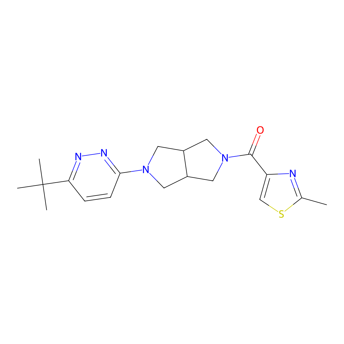 3-Tert-butyl-6-[5-(2-methyl-1,3-thiazole-4-carbonyl)-octahydropyrrolo[3,4-c]pyrrol-2-yl]pyridazine molecular structure, CAS 2415471-87-1