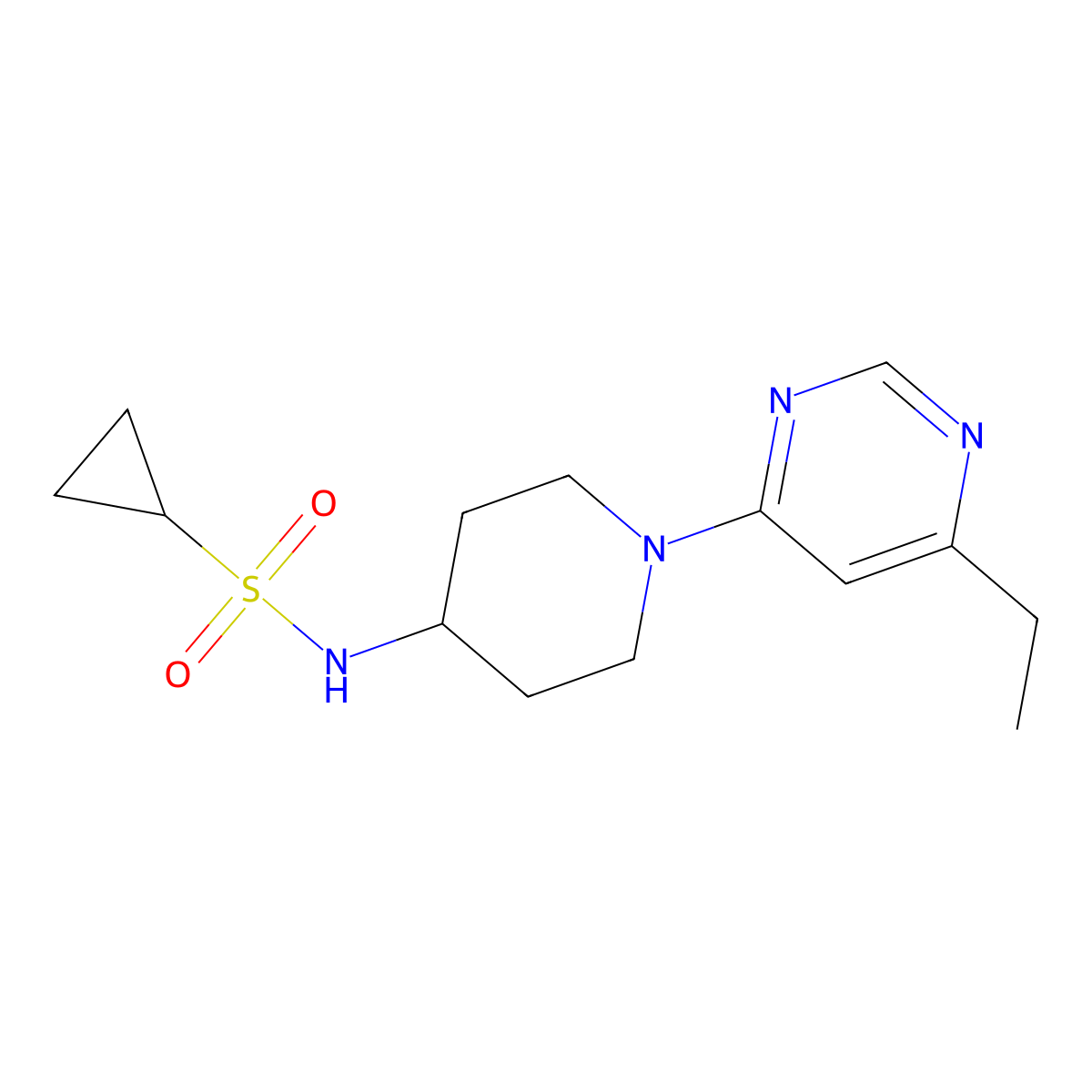 N-[1-(6-Ethylpyrimidin-4-yl)piperidin-4-yl]cyclopropanesulfonamide molecular structure, CAS 2415471-88-2