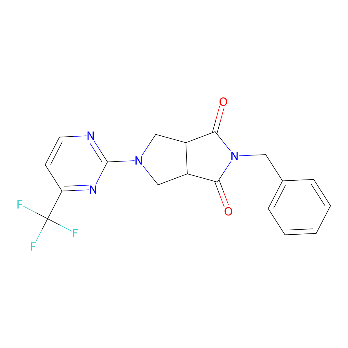 2-Benzyl-5-[4-(trifluoromethyl)pyrimidin-2-yl]-octahydropyrrolo[3,4-c]pyrrole-1,3-dione molecular structure, CAS 2415471-89-3