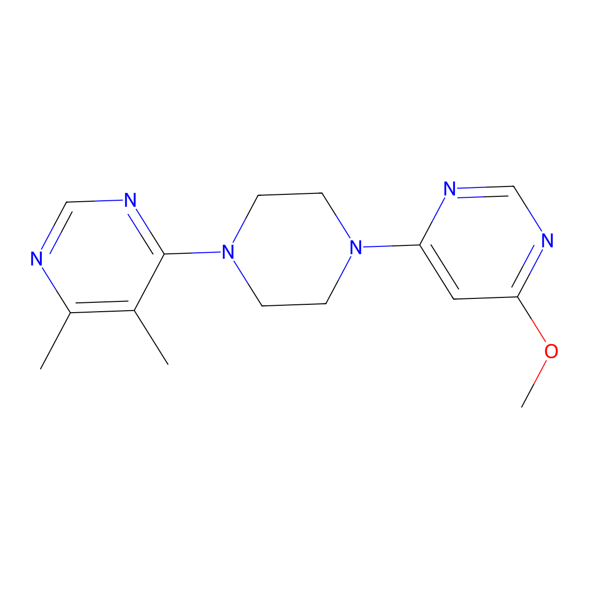 4-[4-(6-Methoxypyrimidin-4-yl)piperazin-1-yl]-5,6-dimethylpyrimidine molecular structure, CAS 2415471-90-6