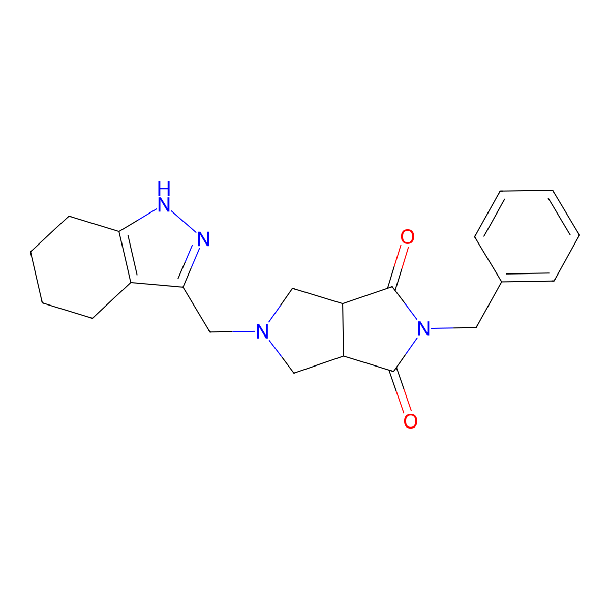 2-benzyl-5-[(4,5,6,7-tetrahydro-1H-indazol-3-yl)methyl]-octahydropyrrolo[3,4-c]pyrrole-1,3-dione molecular structure, CAS 2415471-91-7