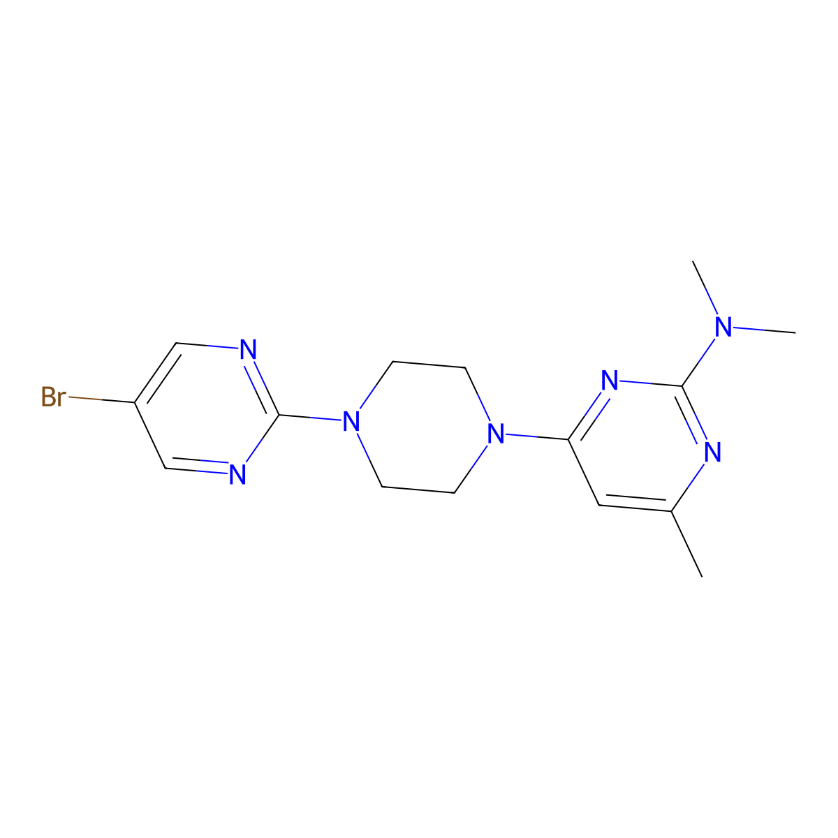 4-[4-(5-bromopyrimidin-2-yl)piperazin-1-yl]-N,N,6-trimethylpyrimidin-2-amine molecular structure, CAS 2415471-93-9
