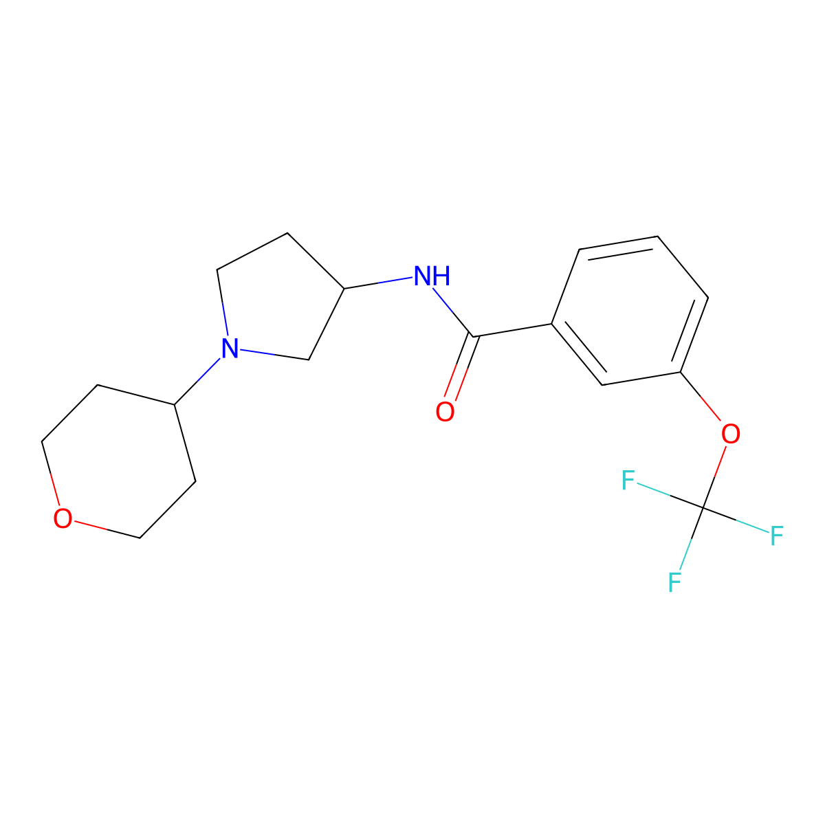 N-[1-(Oxan-4-yl)pyrrolidin-3-yl]-3-(trifluoromethoxy)benzamide molecular structure, CAS 2415471-98-4