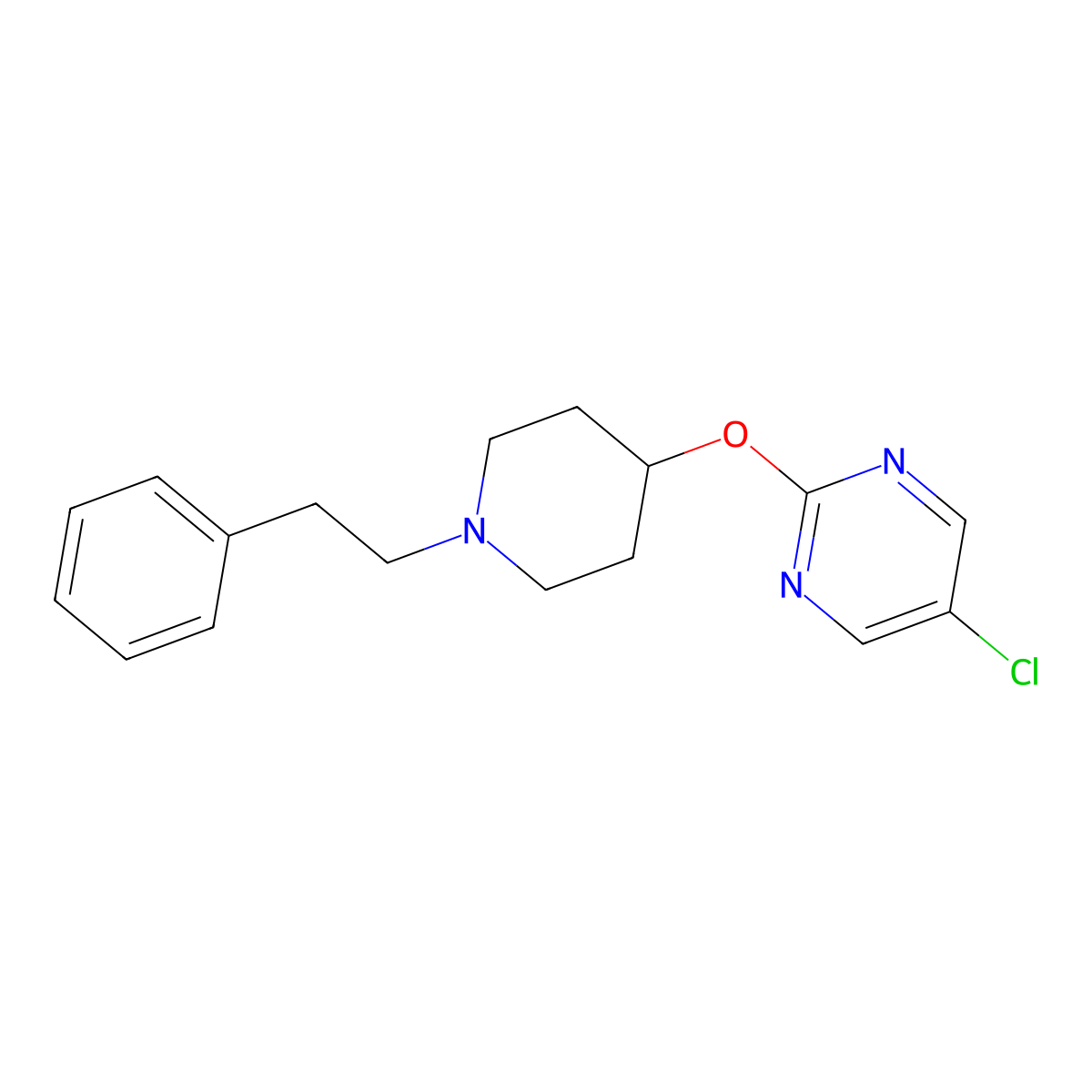 5-Chloro-2-{[1-(2-phenylethyl)piperidin-4-yl]oxy}pyrimidine molecular structure, CAS 2415472-11-4