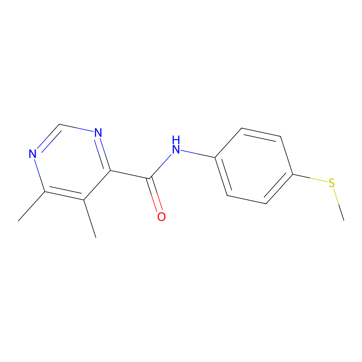 5,6-dimethyl-N-[4-(methylsulfanyl)phenyl]pyrimidine-4-carboxamide molecular structure, CAS 2415472-12-5
