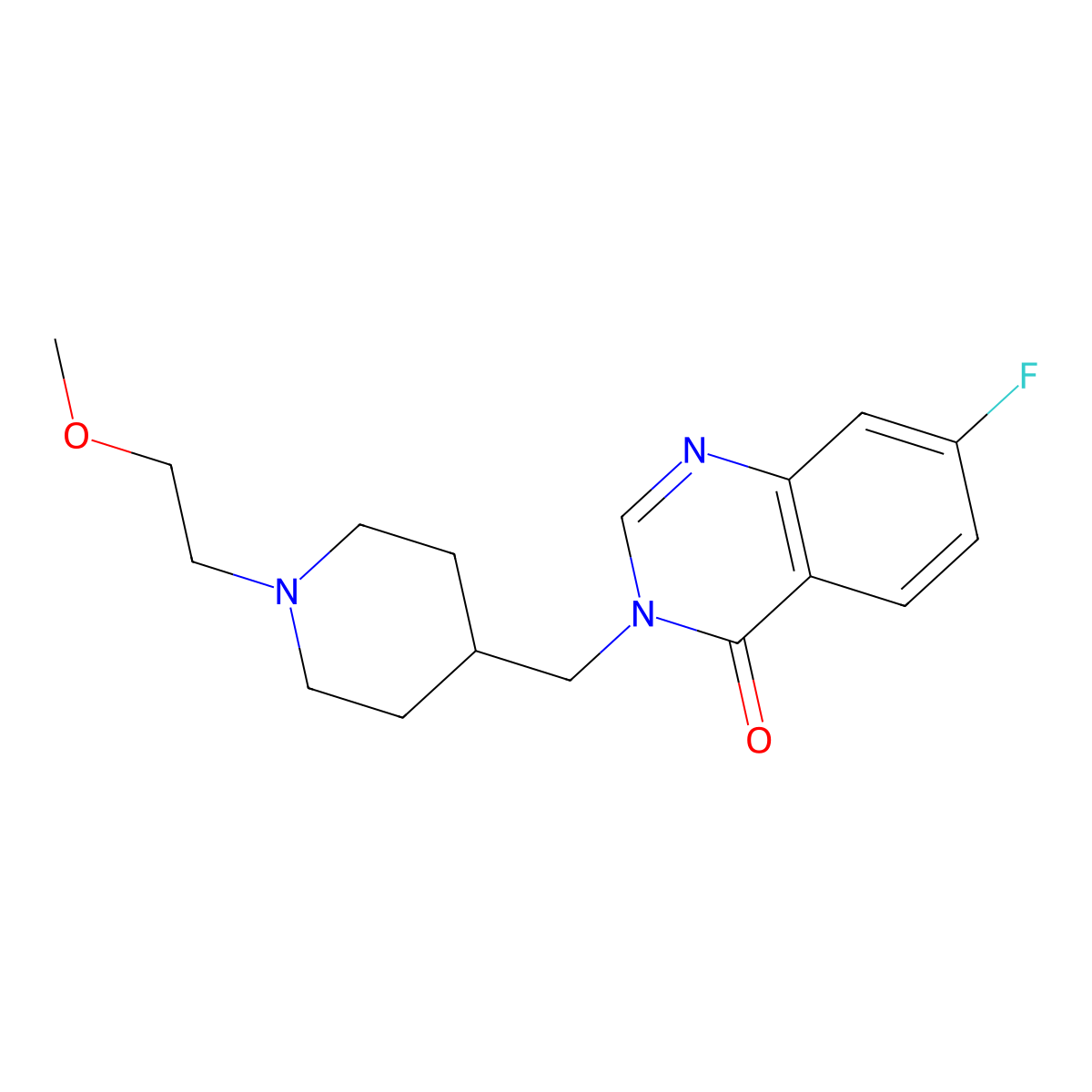7-Fluoro-3-{[1-(2-methoxyethyl)piperidin-4-yl]methyl}-3,4-dihydroquinazolin-4-one molecular structure, CAS 2415472-13-6