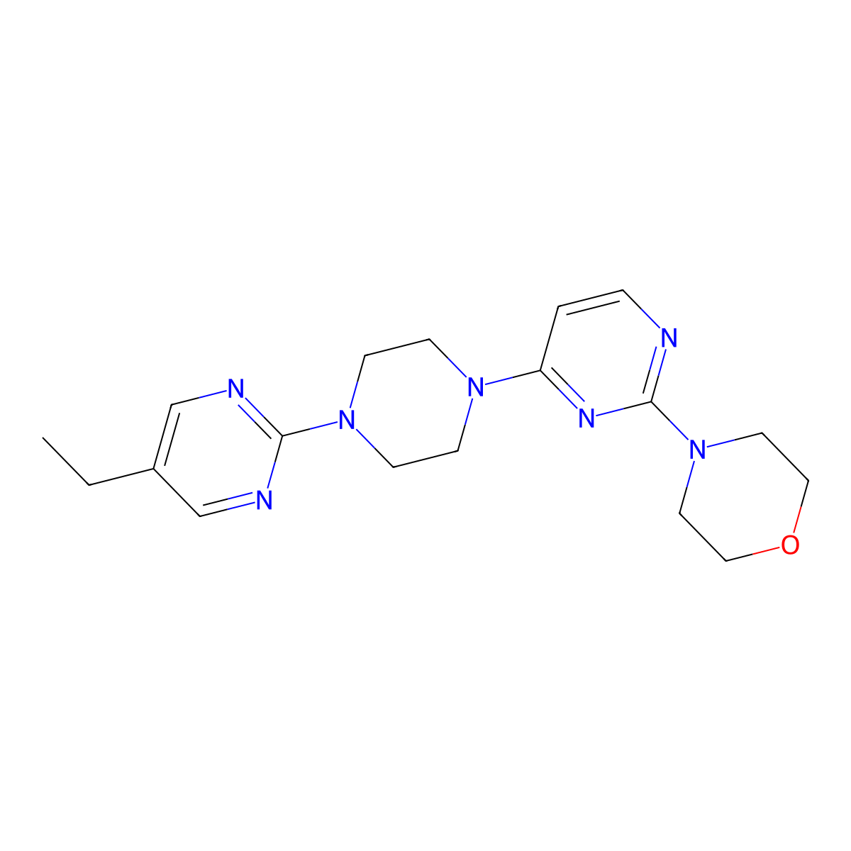 4-{4-[4-(5-Ethylpyrimidin-2-yl)piperazin-1-yl]pyrimidin-2-yl}morpholine molecular structure, CAS 2415472-14-7